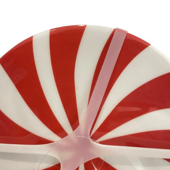 4pc Christmas Peppermint Candy Melamine Appetizer Plates 8.5x6 Red & White New - Picture 3 of 13